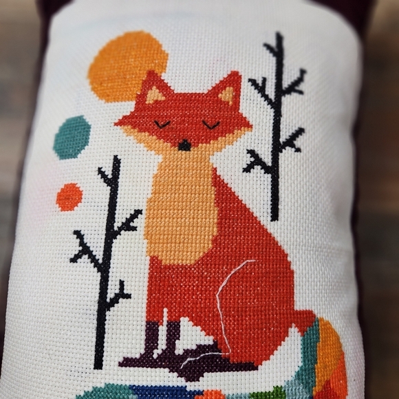 FOX CROSS-STITCH VELVET DECORATIVE PILLOW - Picture 6 of 6